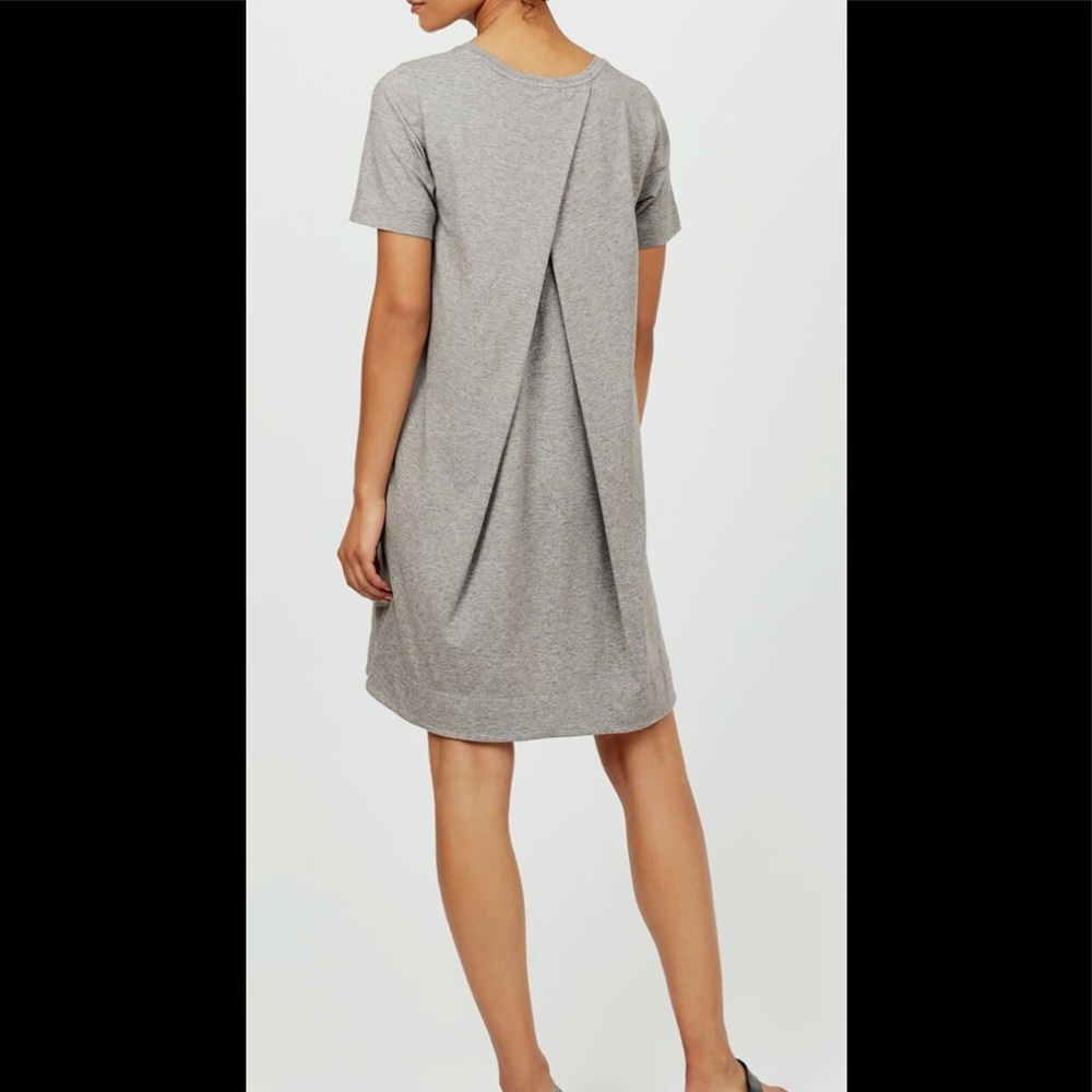 Cuyana Grey Pleat Back Tee Shirt Dress